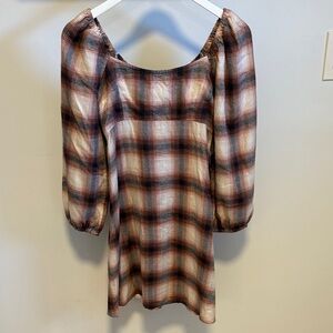 Hollister plaid babydoll flannel dress.